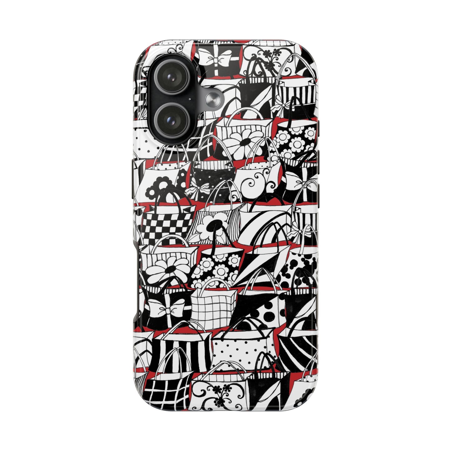 Totally Black, White & Red Phone Case