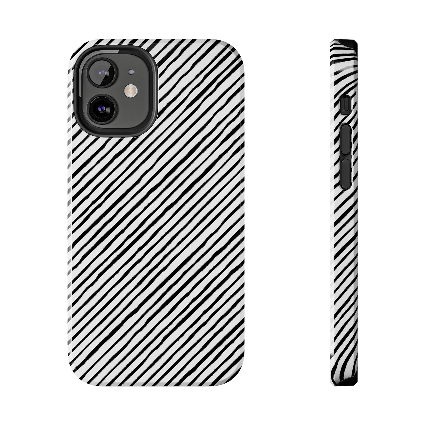 Quirky Bias Stripe White / Black Phone Case