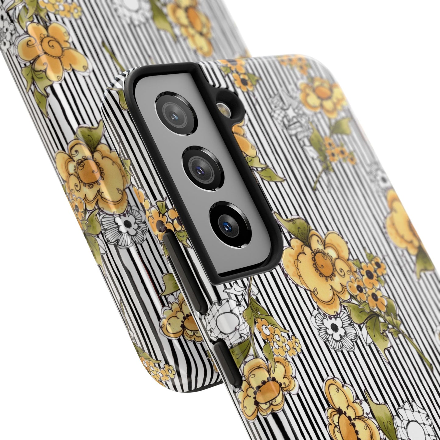 Bee Floral White / Black Phone Case