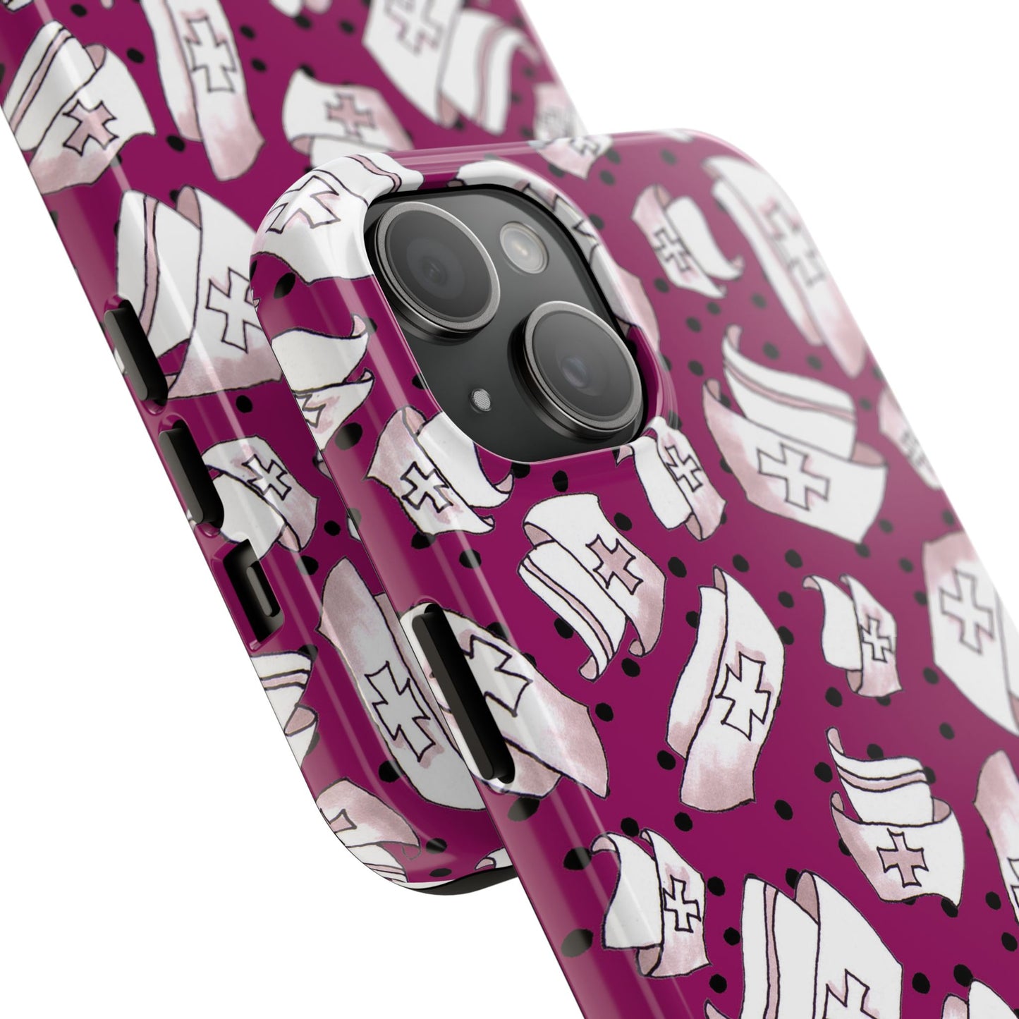 Med Hats Burgundy / Black Phone Case