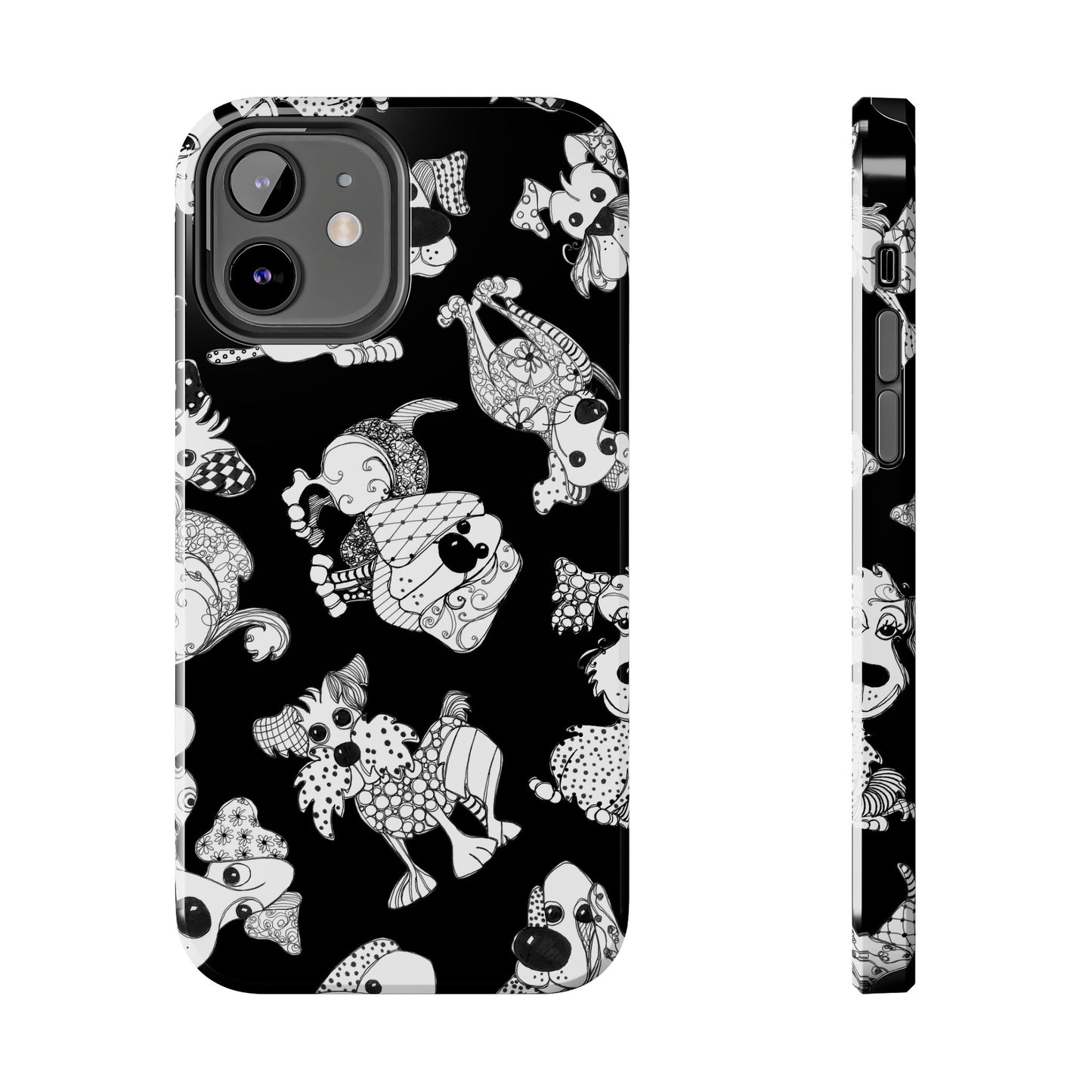 Doodle Dogs Black Phone Case