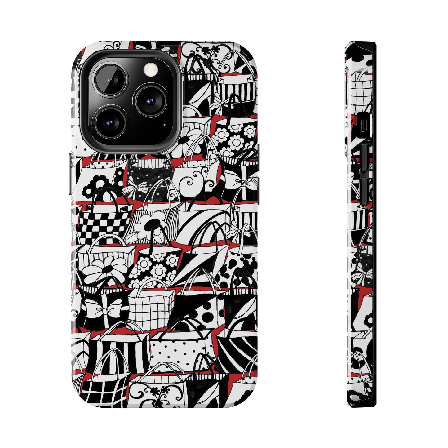 Totally Black, White & Red Phone Case
