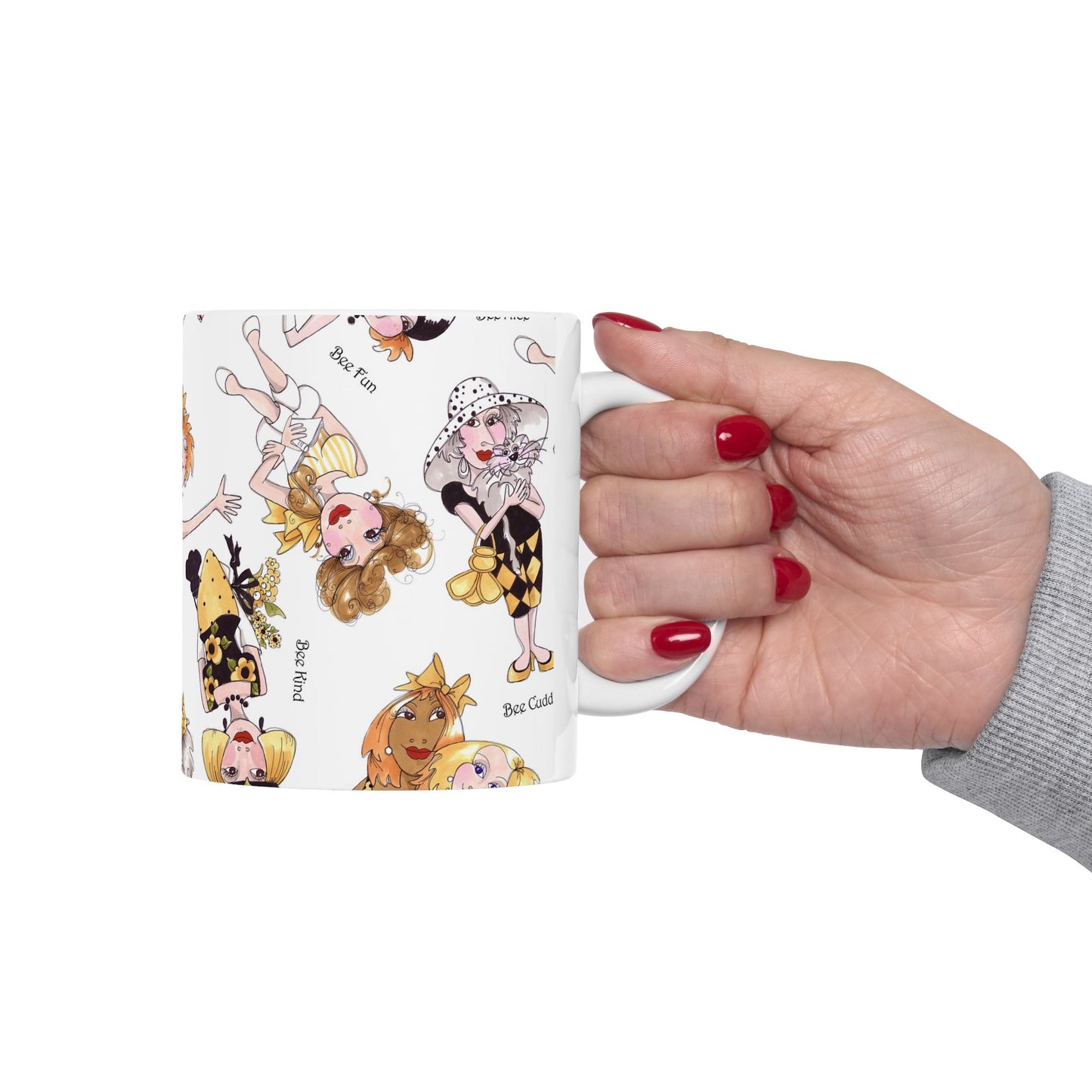 Bee Tossed White Cup