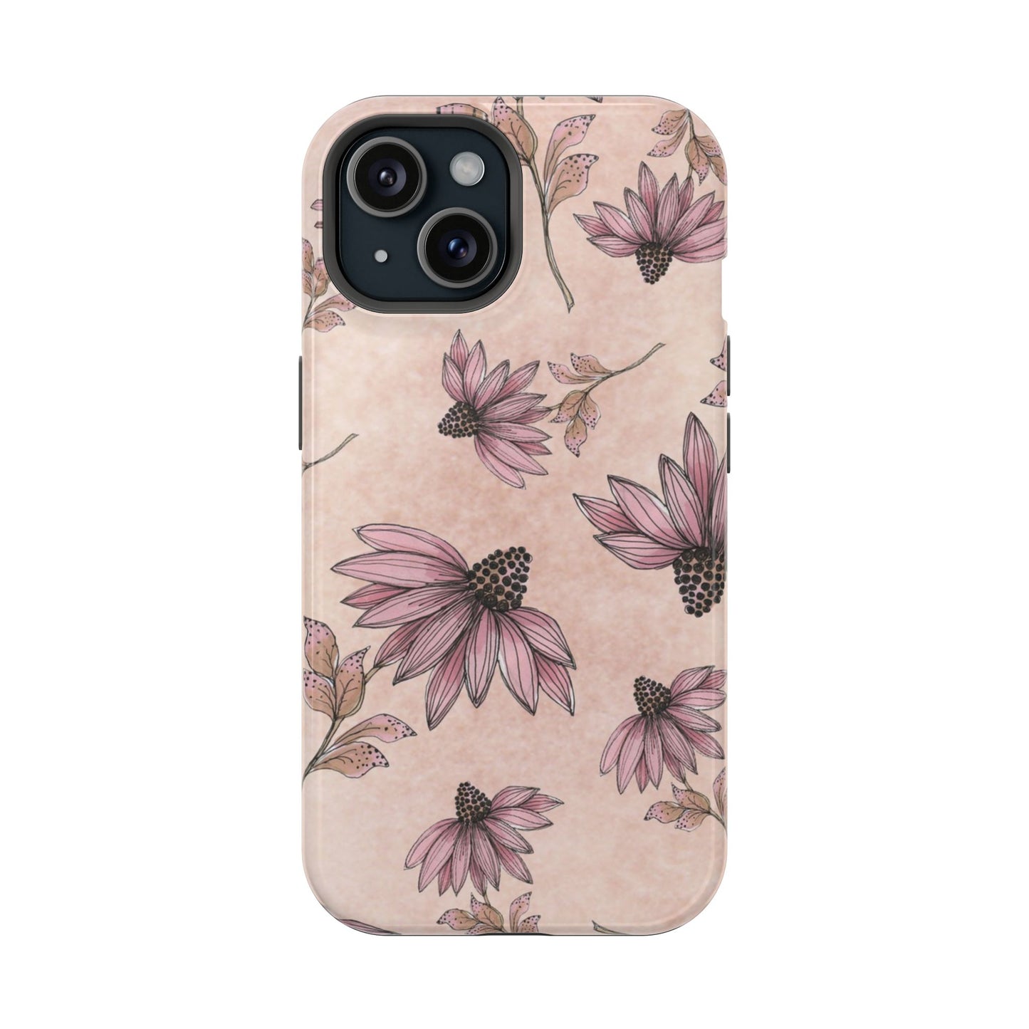Wild Cone Flowers Pink Marble Phone Case
