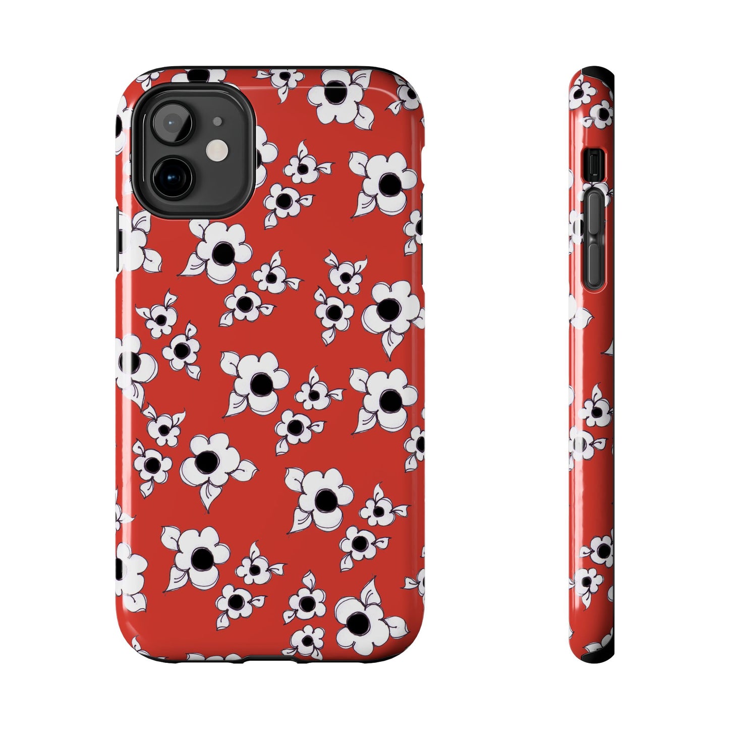 Daisy Cluster Red / Black Phone Case
