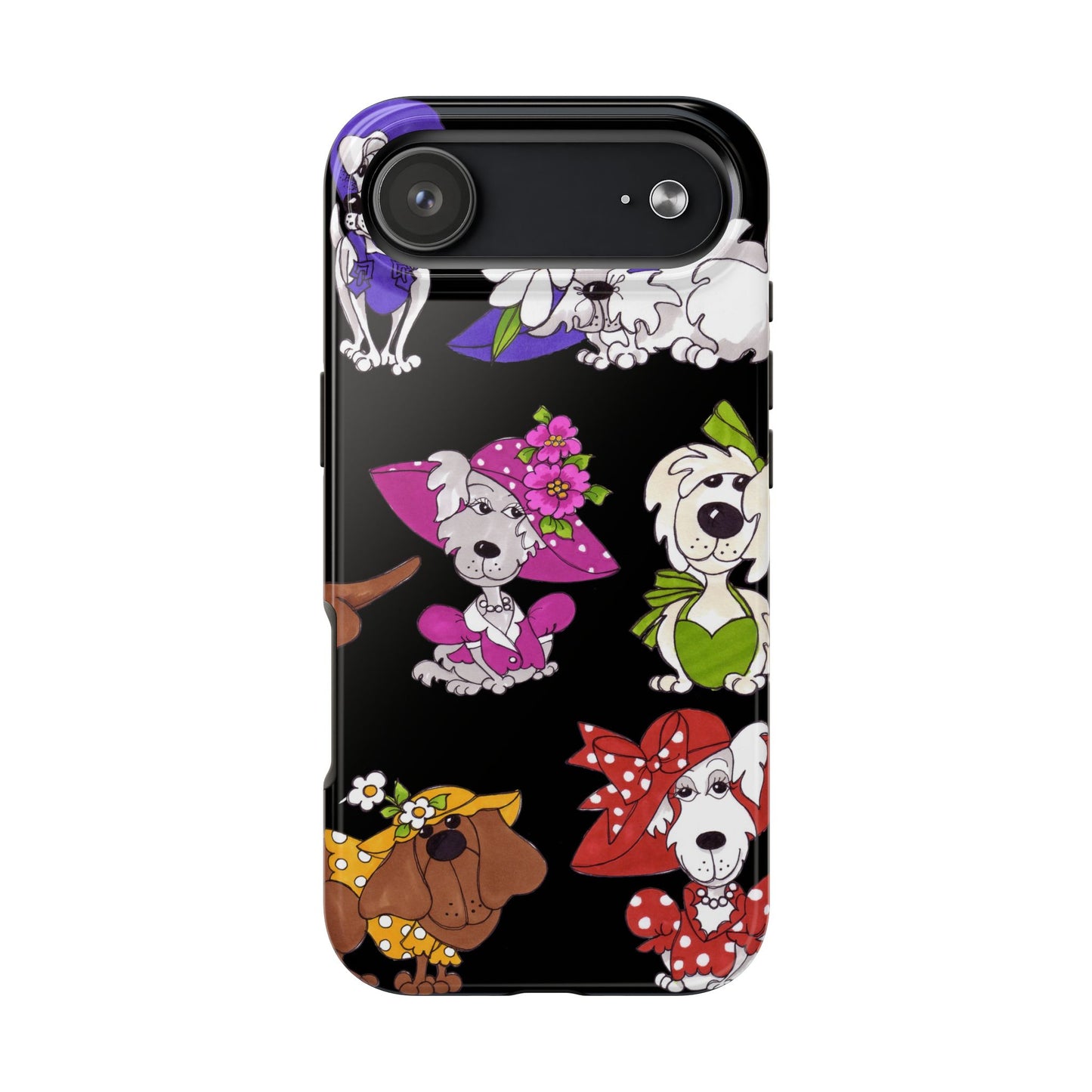 Fancy Dog Line Up Black Phone Case