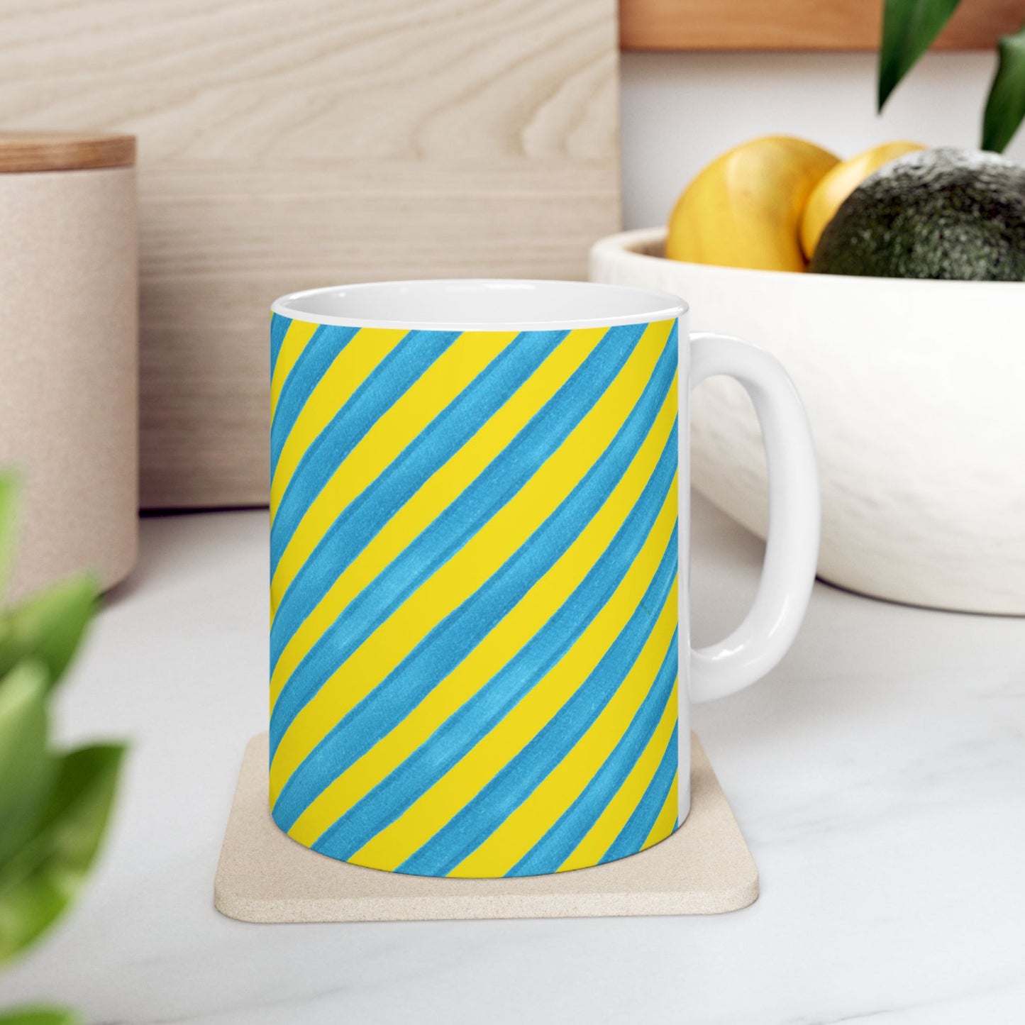 Bias Stripe Turquoise / Yellow Cup