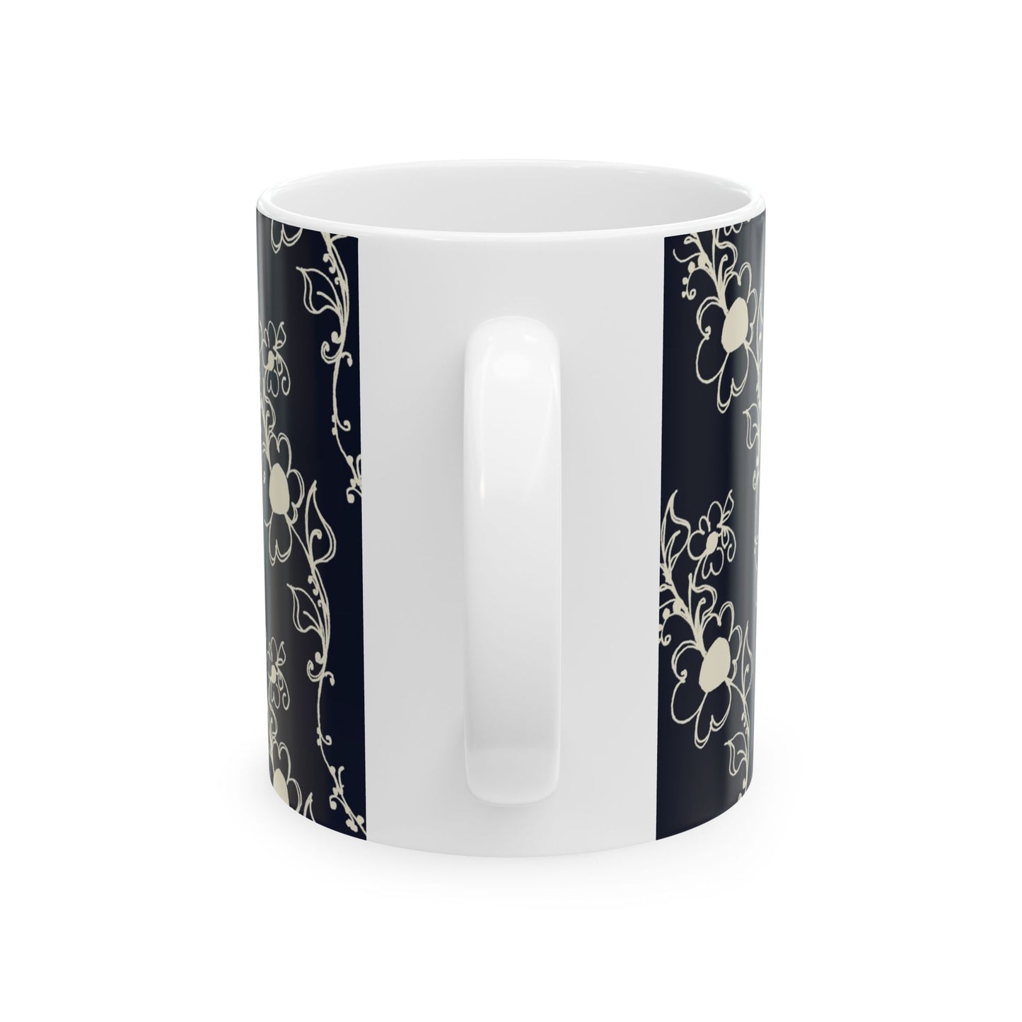 Diagonal Daisies Black / Ivory Cup
