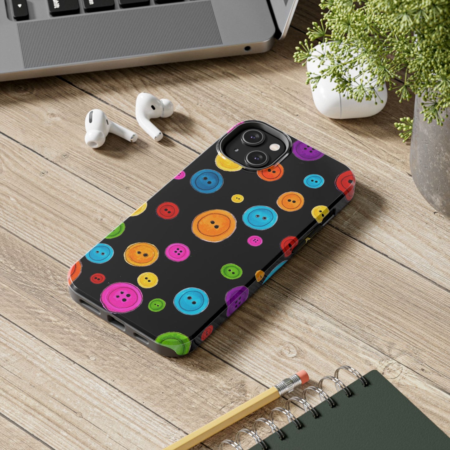 Button Dots Black Phone Case