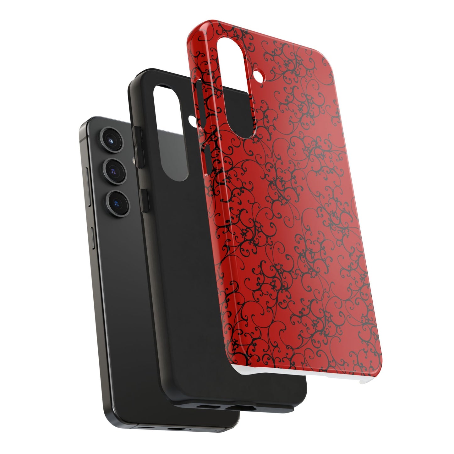 Elegant Scroll Red / Black Phone Case