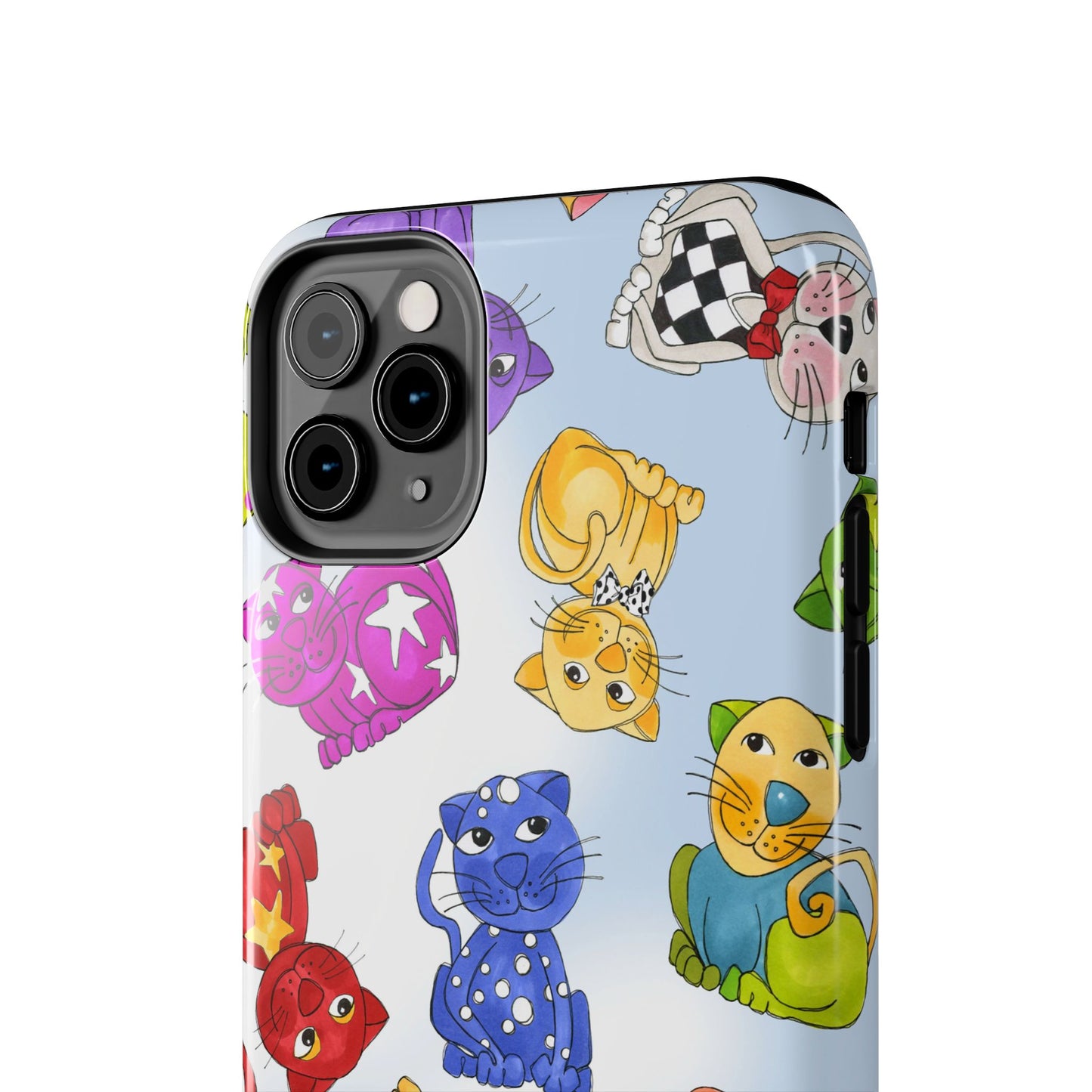 Tossed Happy Cats Blue Sky Phone Case