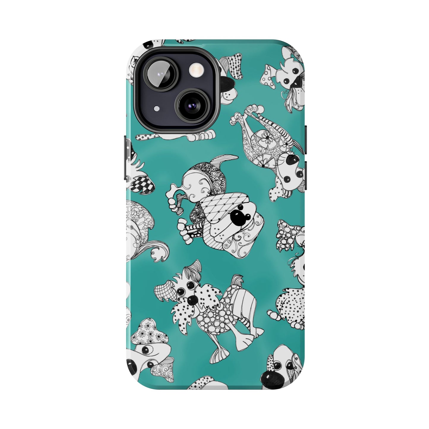 Doodle Dogs Turquoise Phone Case