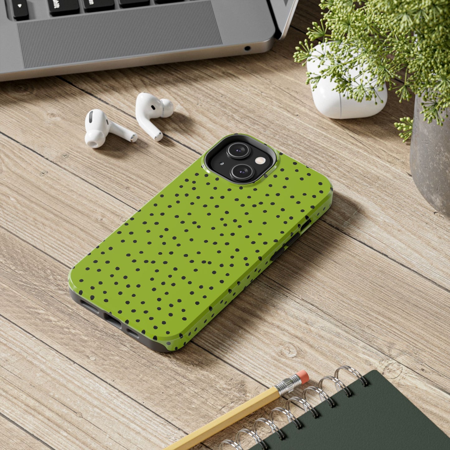 Dinky Dots Chartreuse / Black Phone Case