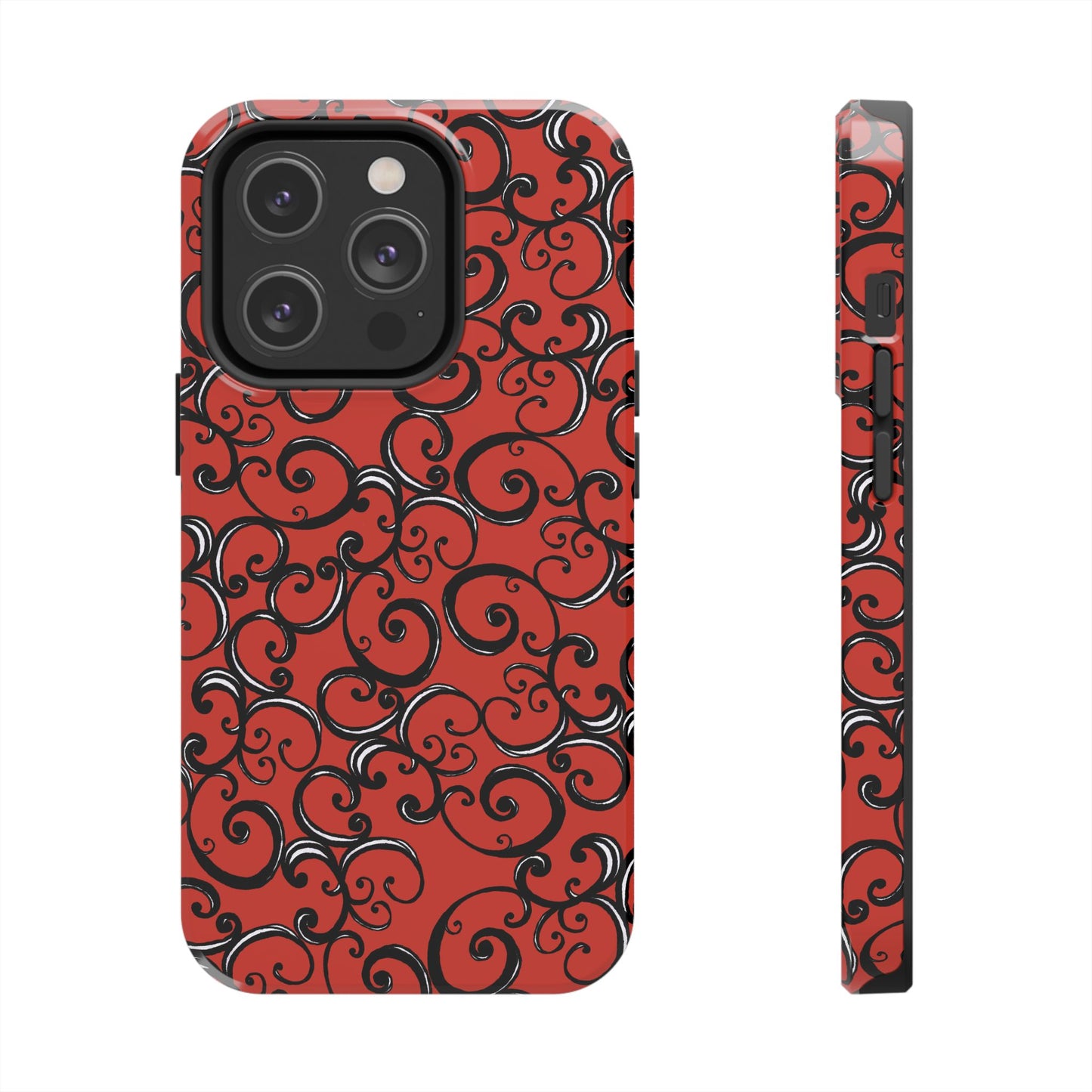 Curls Red / Black Phone Case