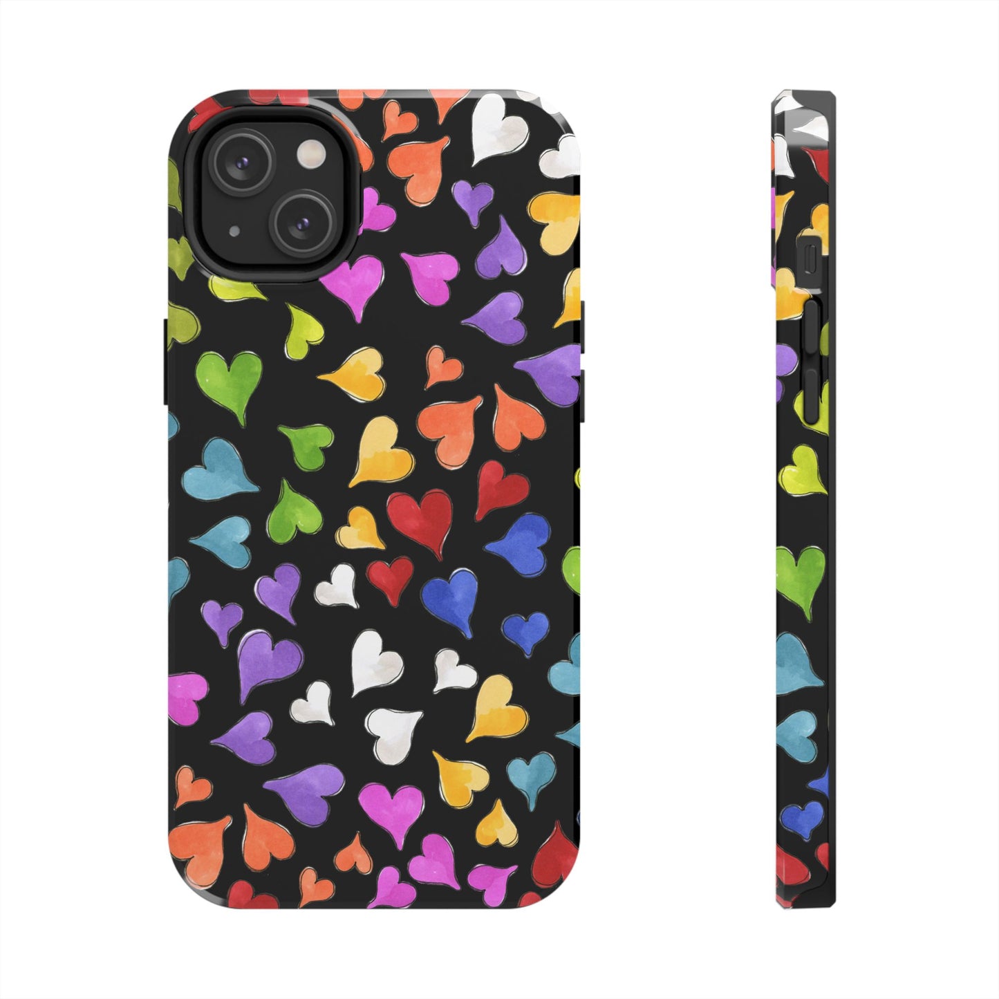 Happy Hearts Black Phone Case