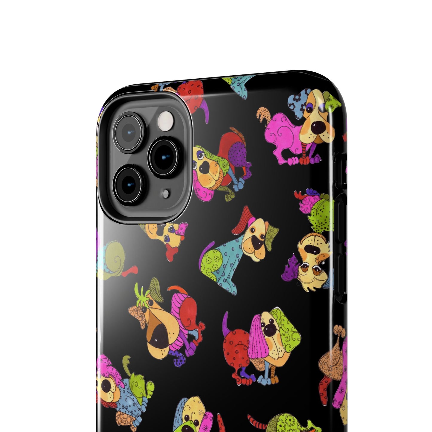 Tossed Happy Dogs Black Phone Case