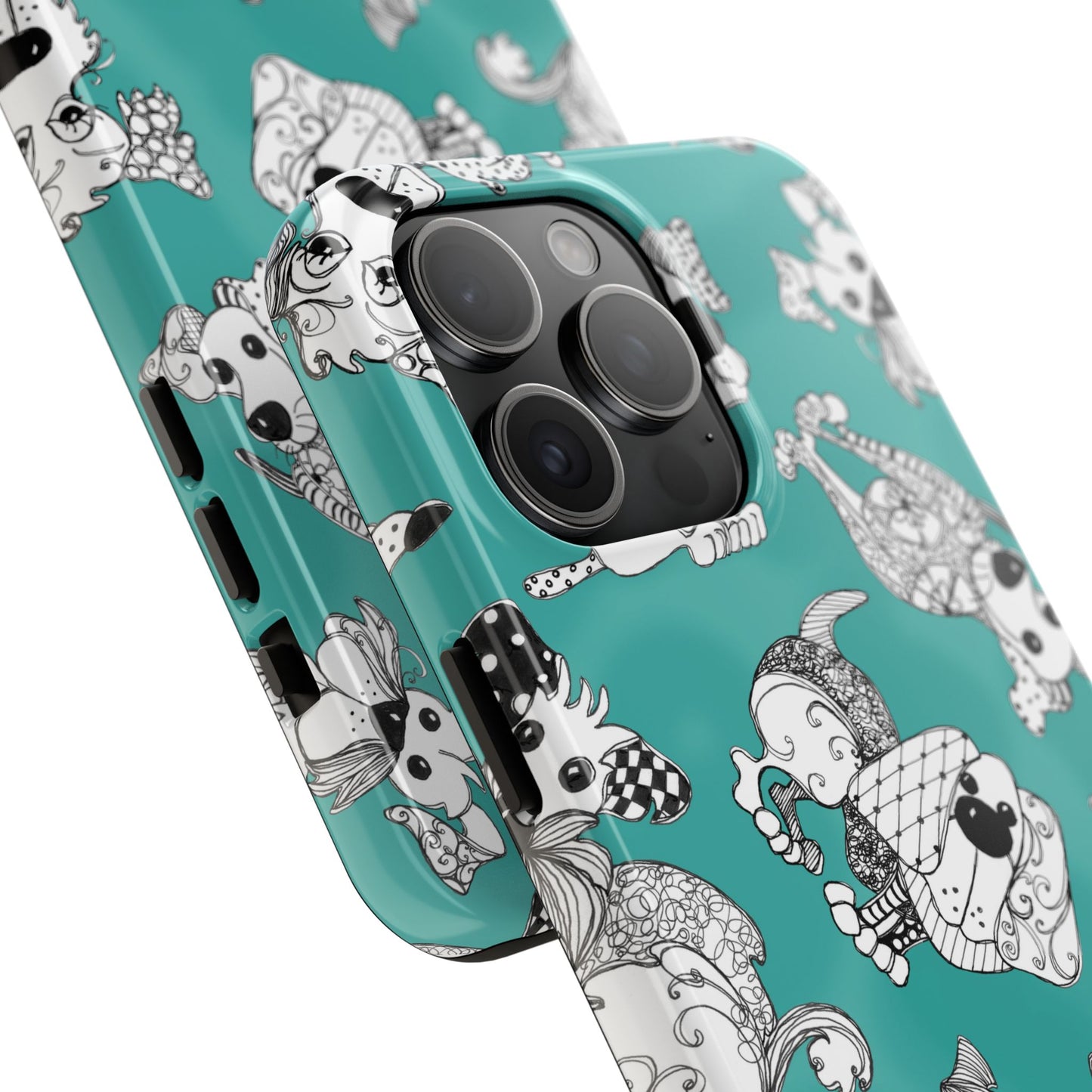 Doodle Dogs Turquoise Phone Case