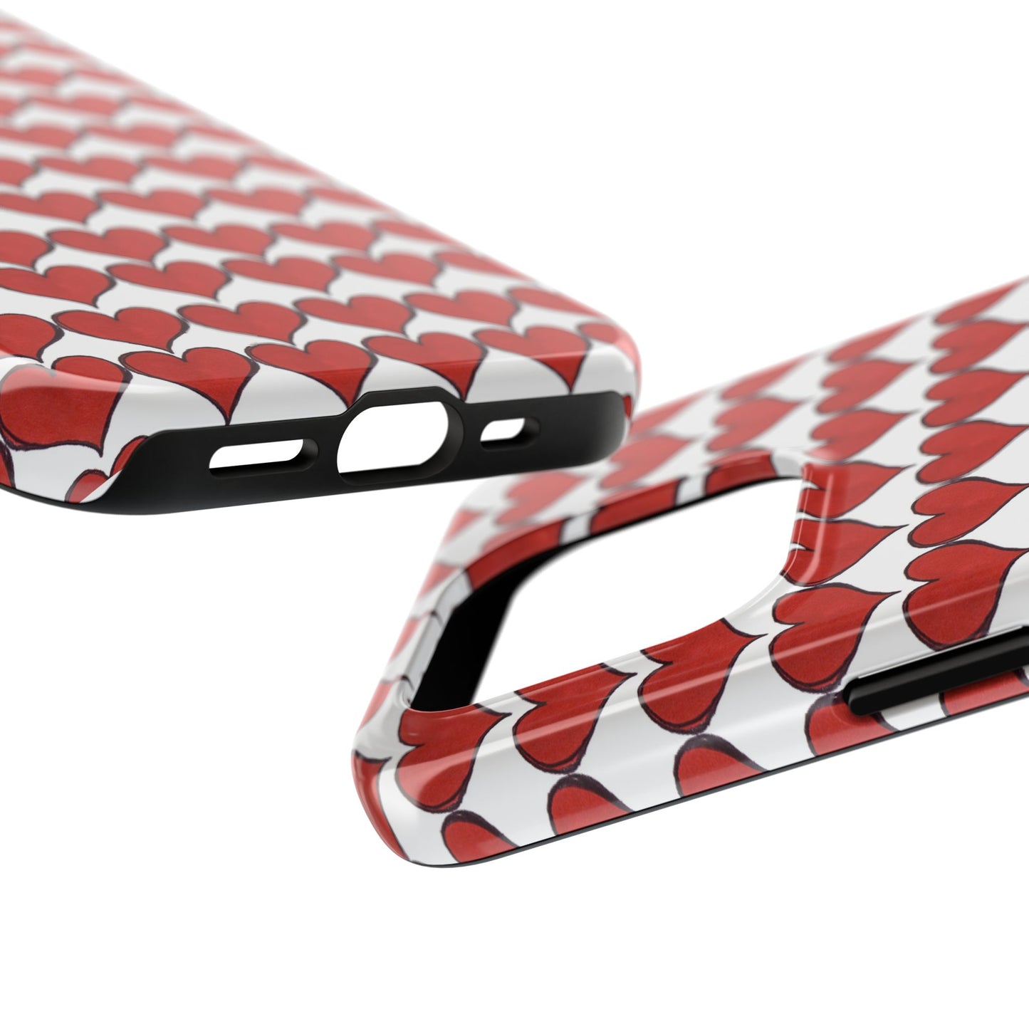 Heartbeats White / Red Phone Case