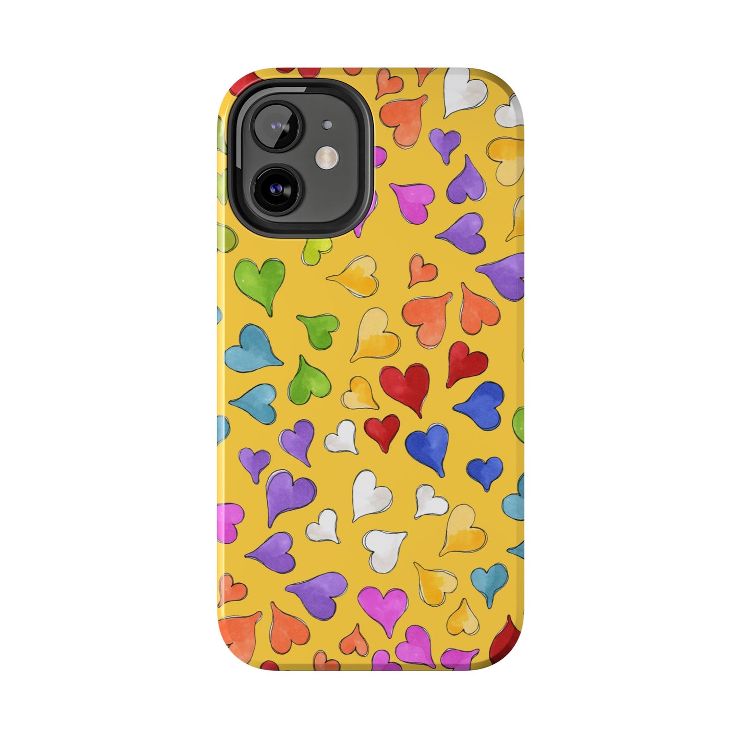 Happy Hearts Yellow Phone Case