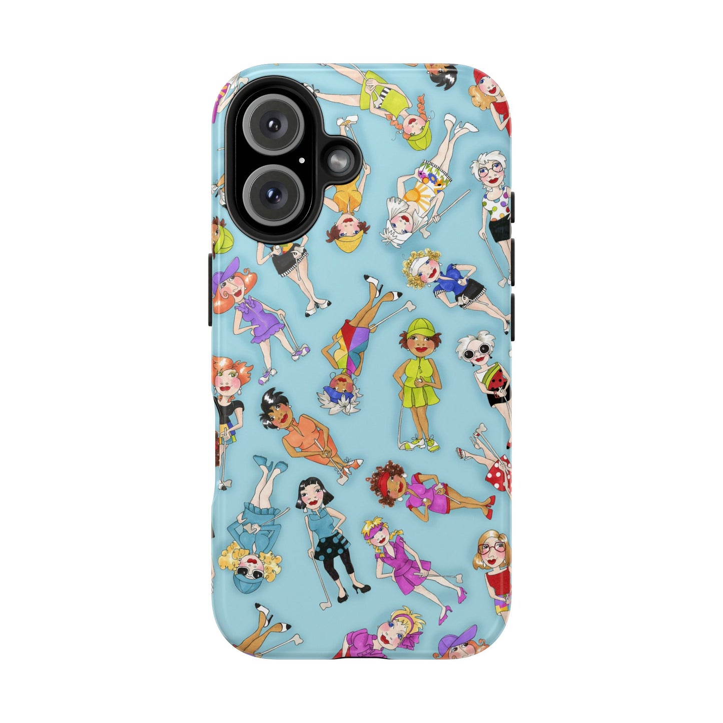Tossed Golfer Girls Turquoise Phone Case