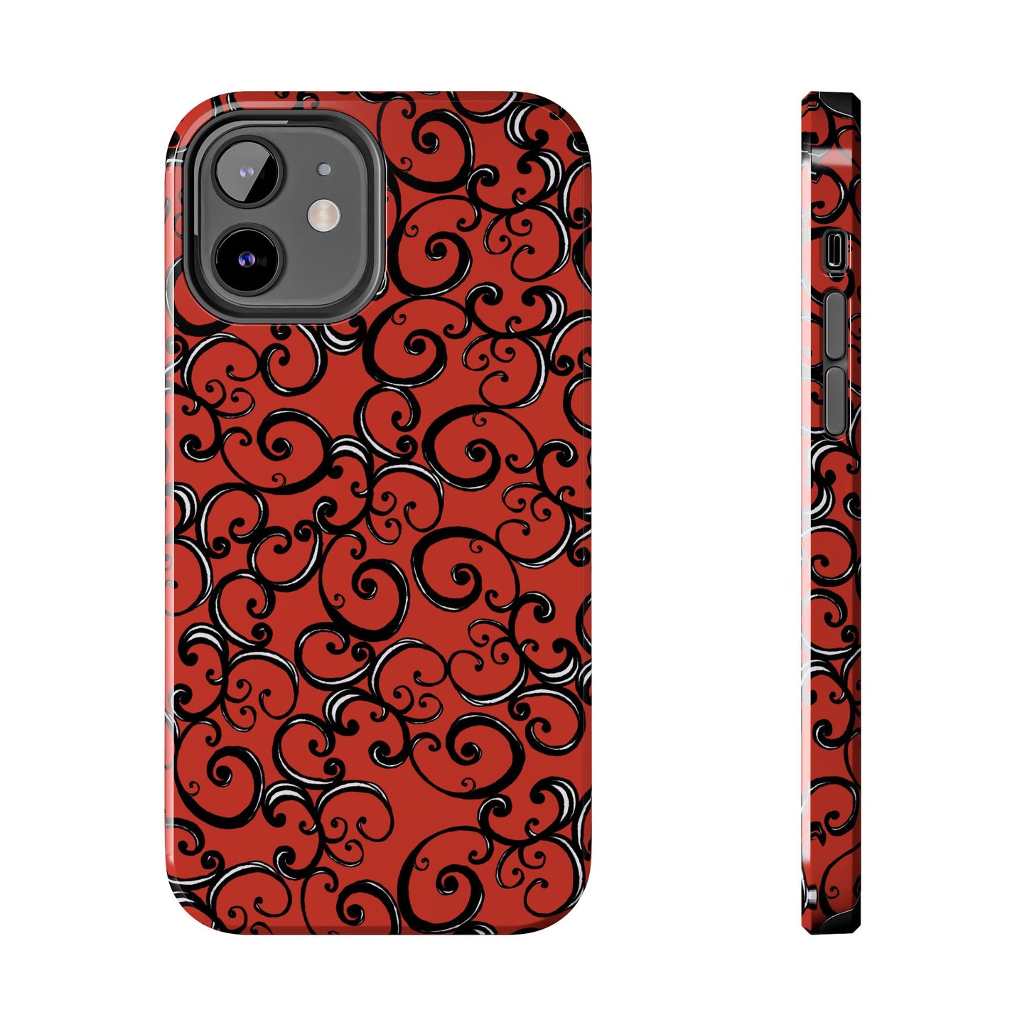 Curls Red / Black Phone Case
