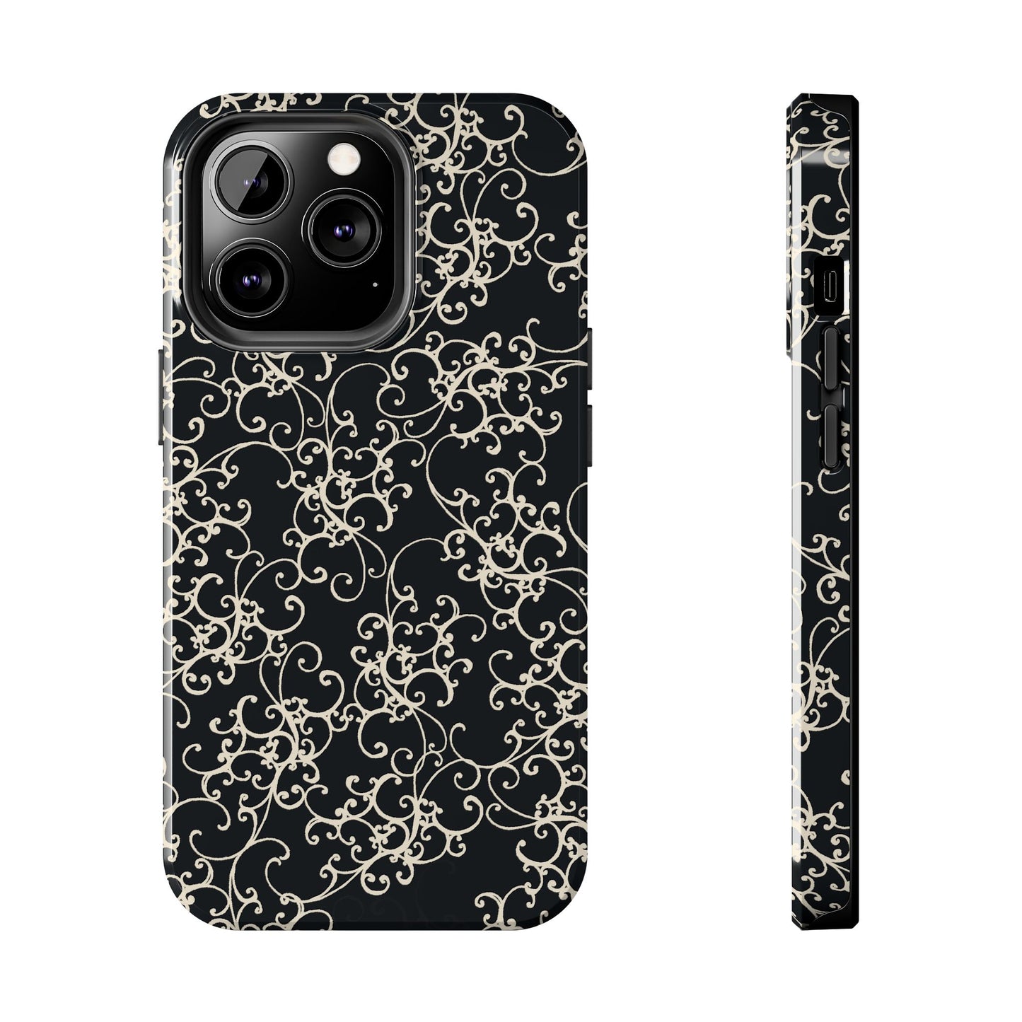 Elegant Scroll Black / Ivory Phone Case