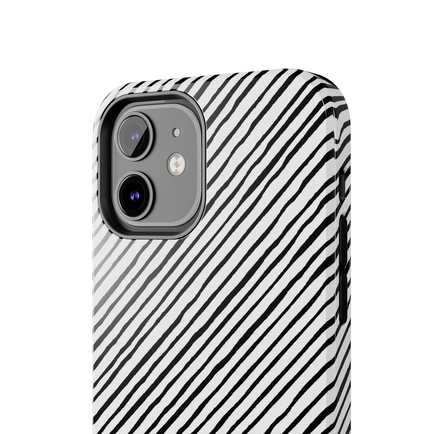 Quirky Bias Stripe White / Black Phone Case
