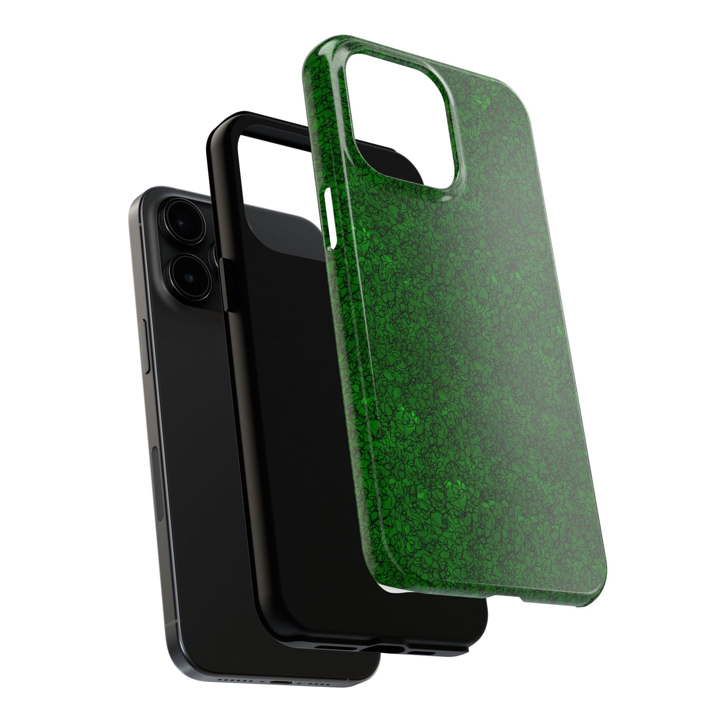 Scribble Green / Black Phone Case