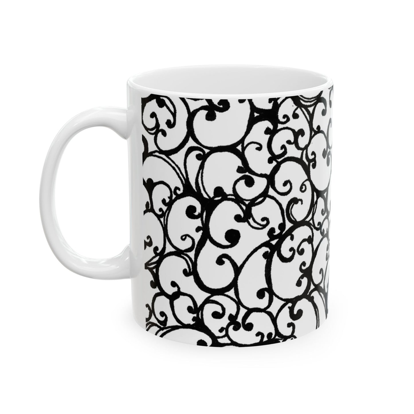 Scrollie White / Black Cup