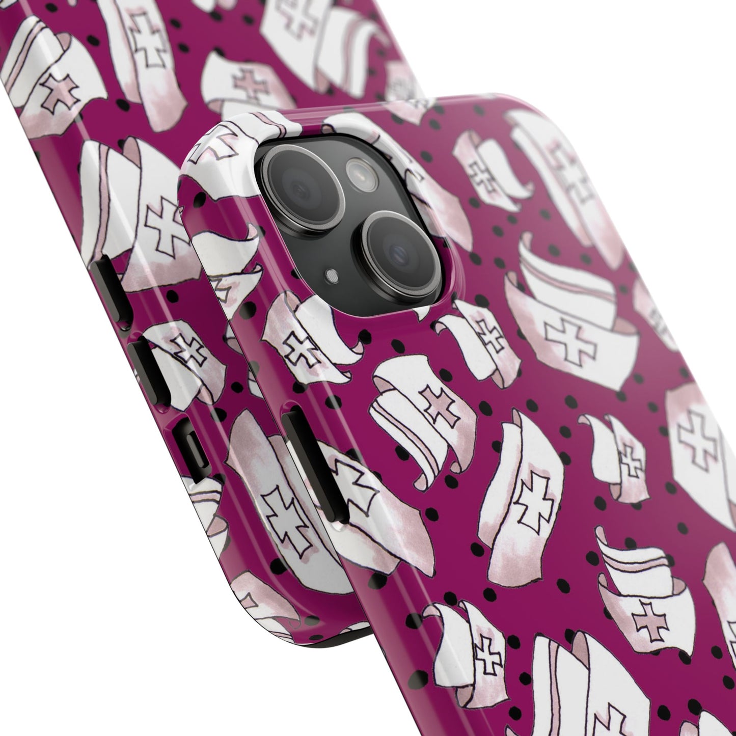 Med Hats Burgundy / Black Phone Case