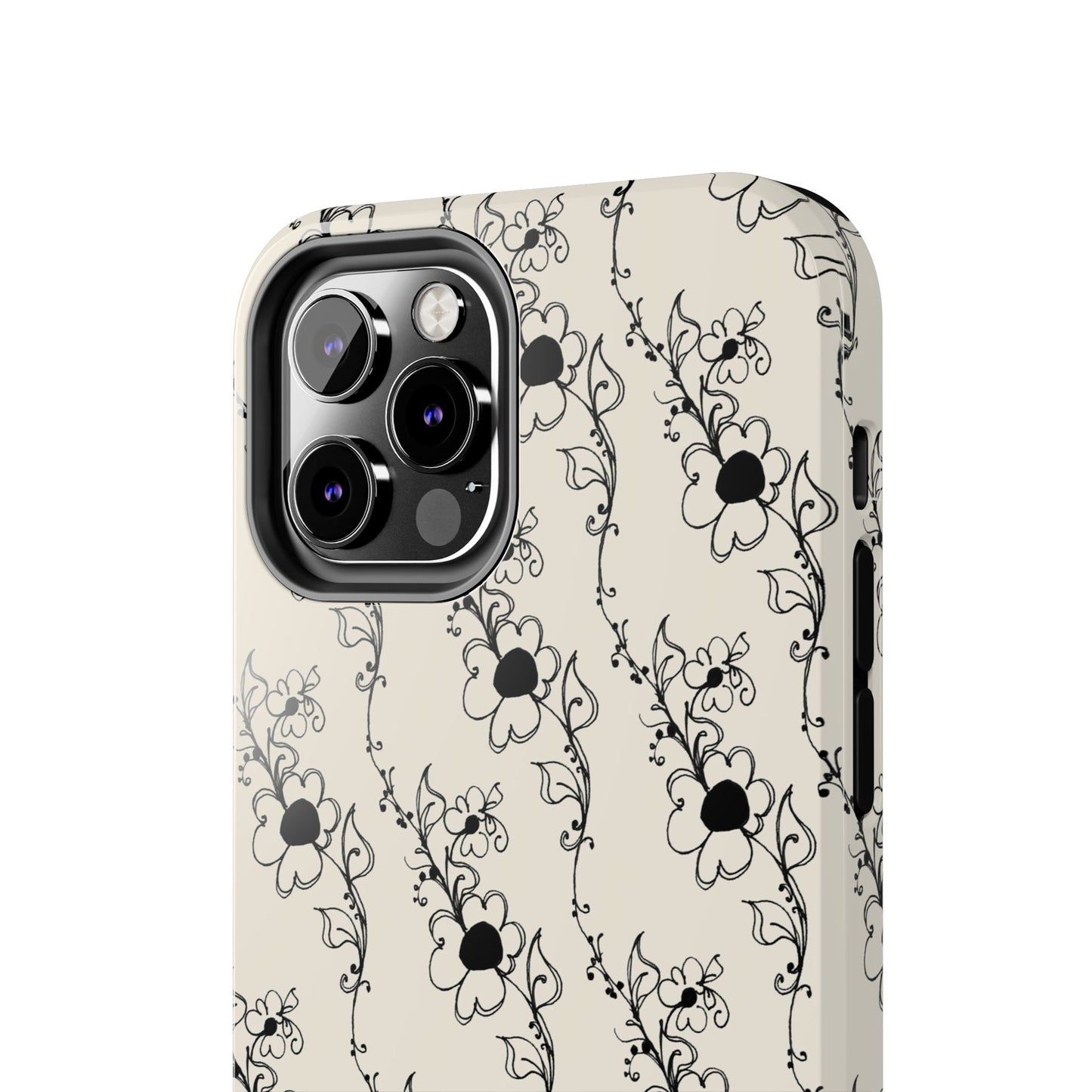 Diagonal Daisies Ivory / Black Phone Case
