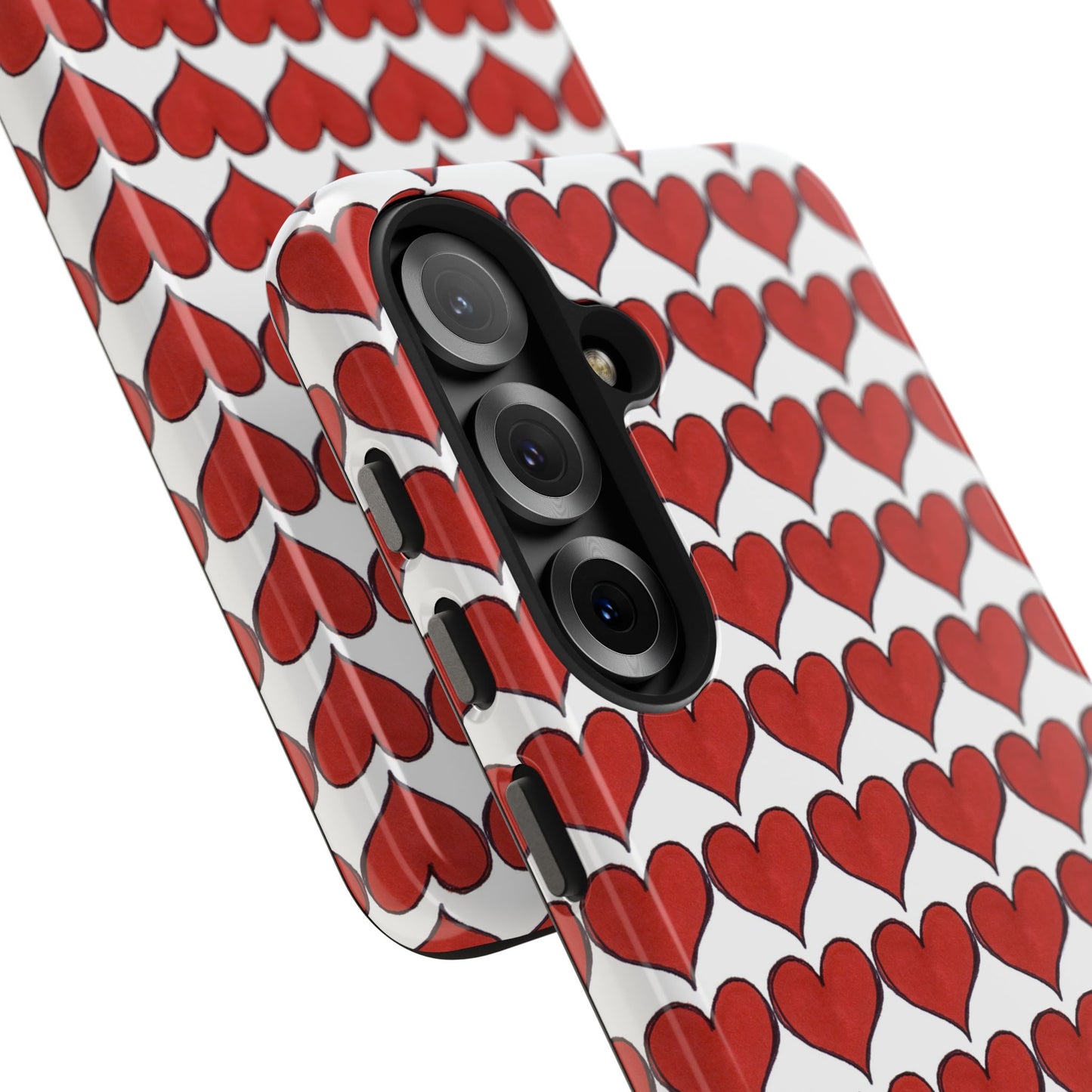 Heartbeats White / Red Phone Case