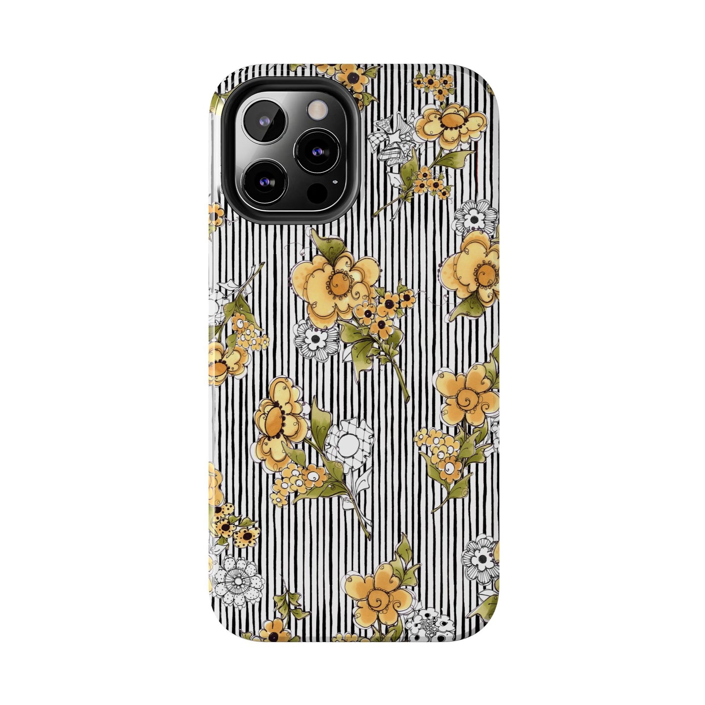 Bee Floral White / Black Phone Case