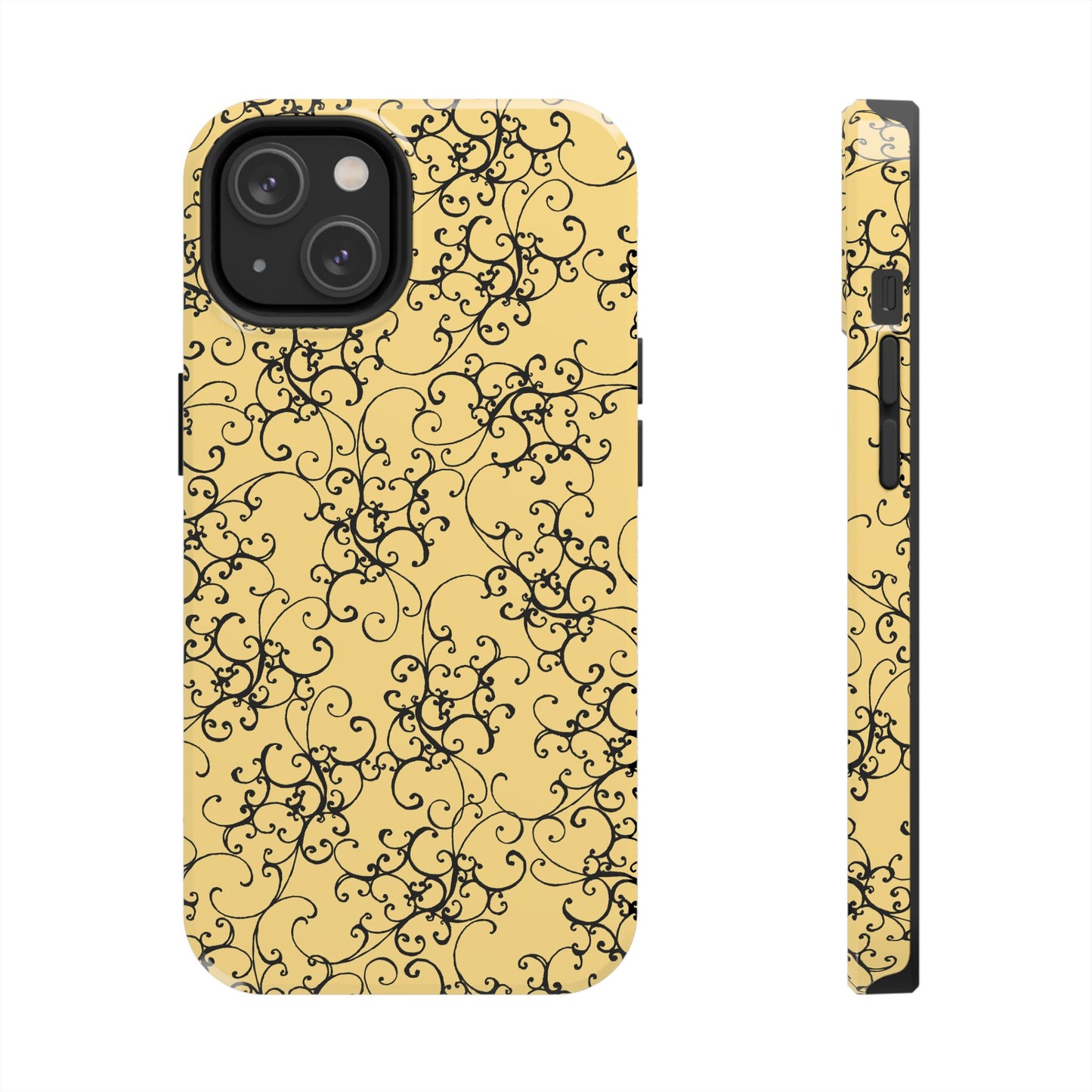 Elegant Scroll Yellow / Black Phone Case