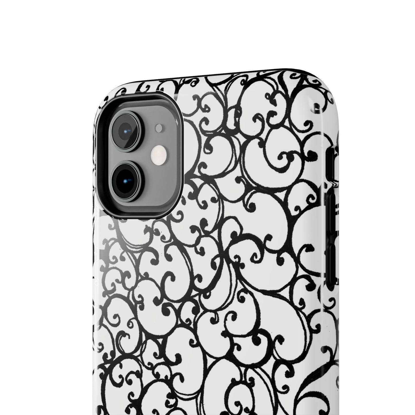 Scrollie White / Black Phone Case