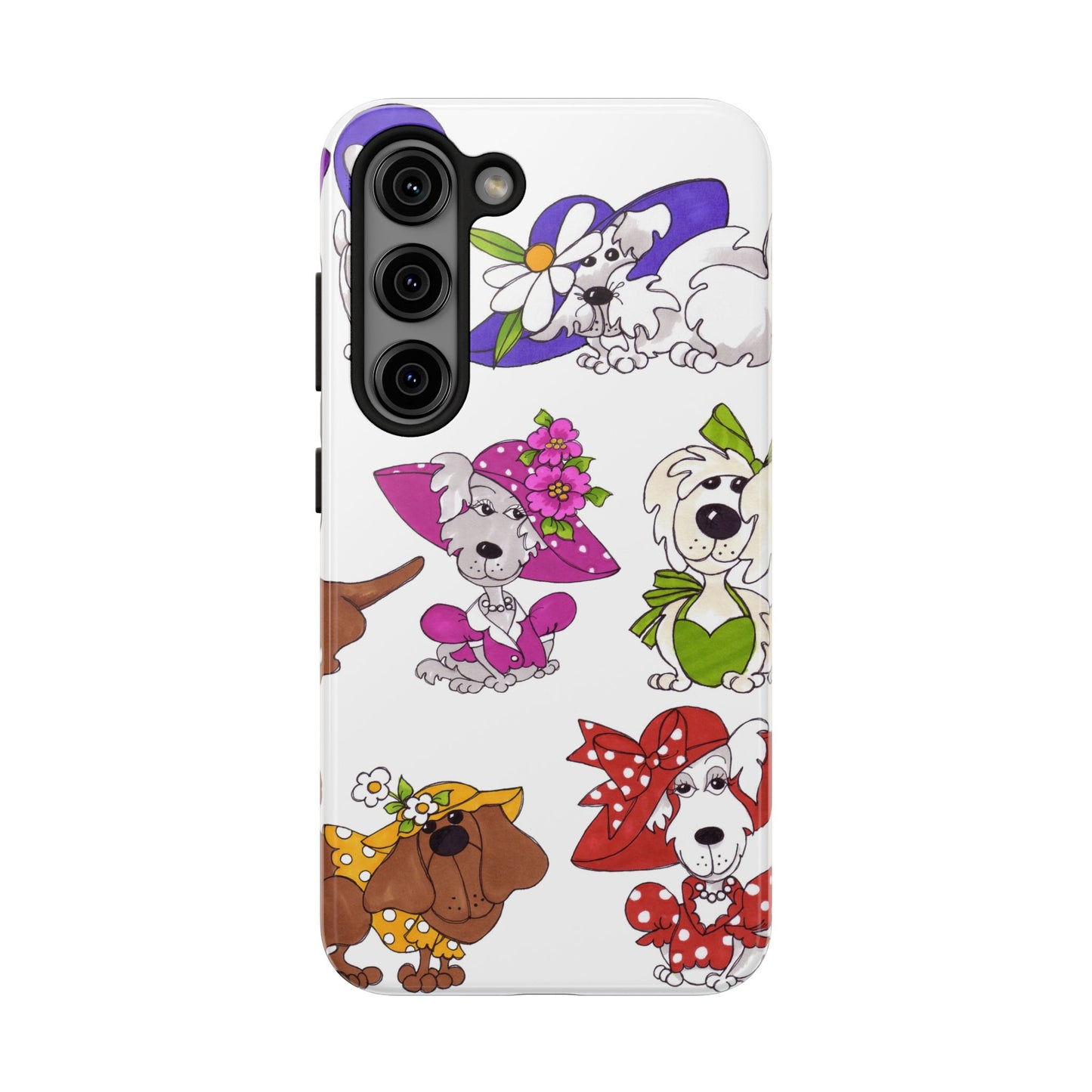 Fancy Dog Line Up White Phone Case