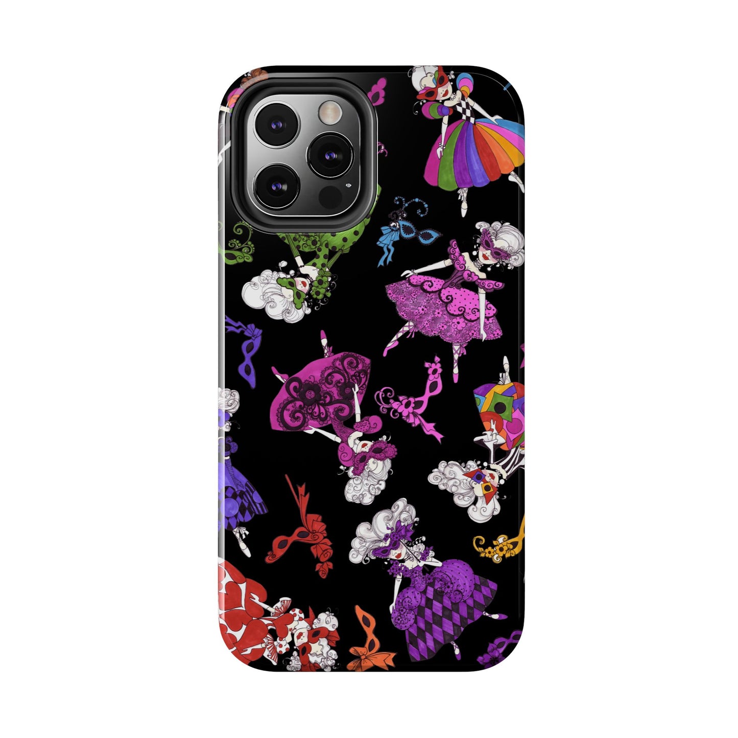 Tossed Masquerade Ladies Black Phone Case