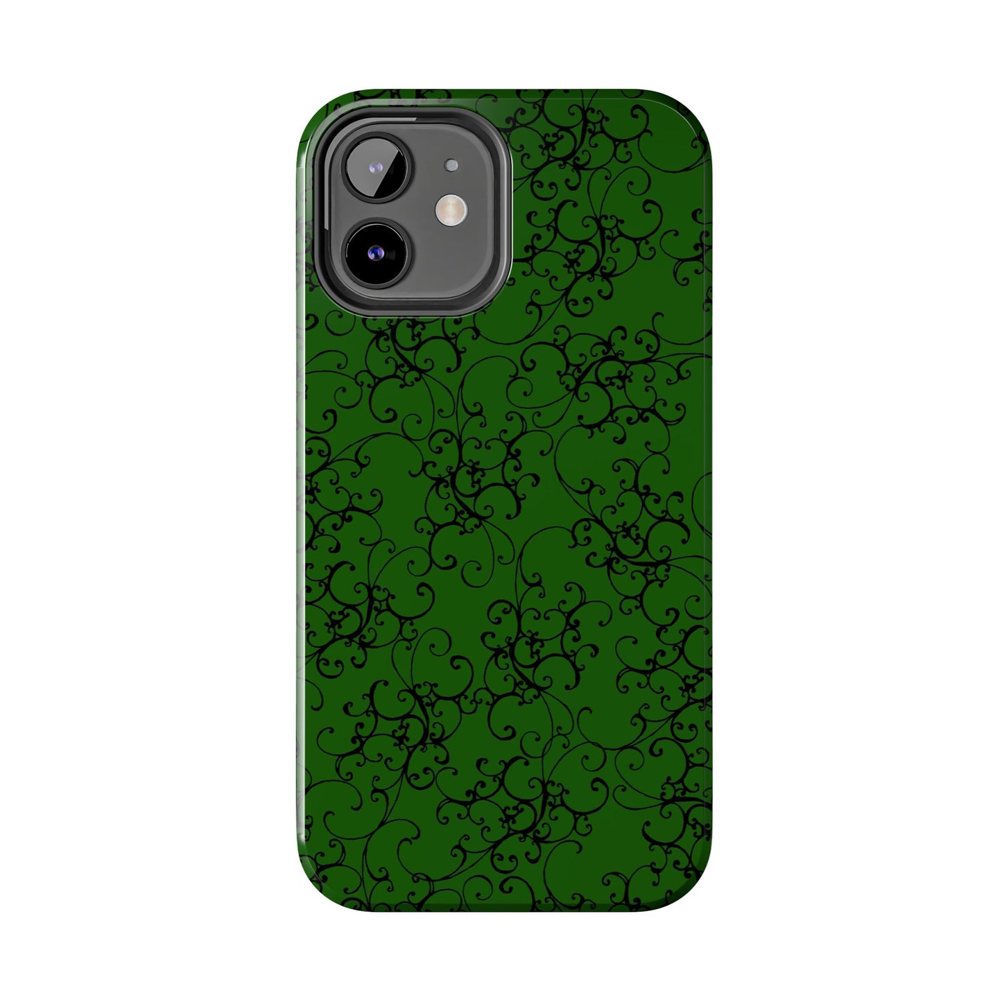 Elegant Scroll Dark Green / Black Phone Case