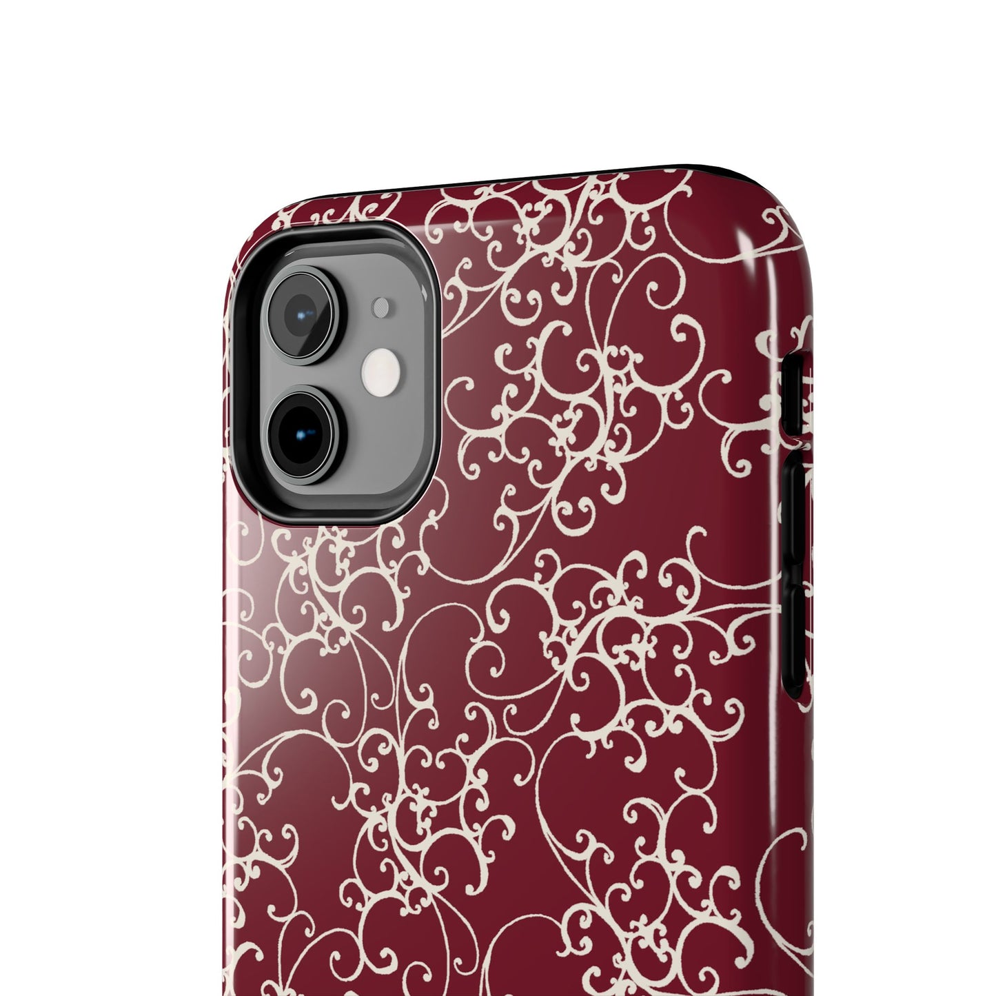 Elegant Scroll Red / Ivory Phone Case