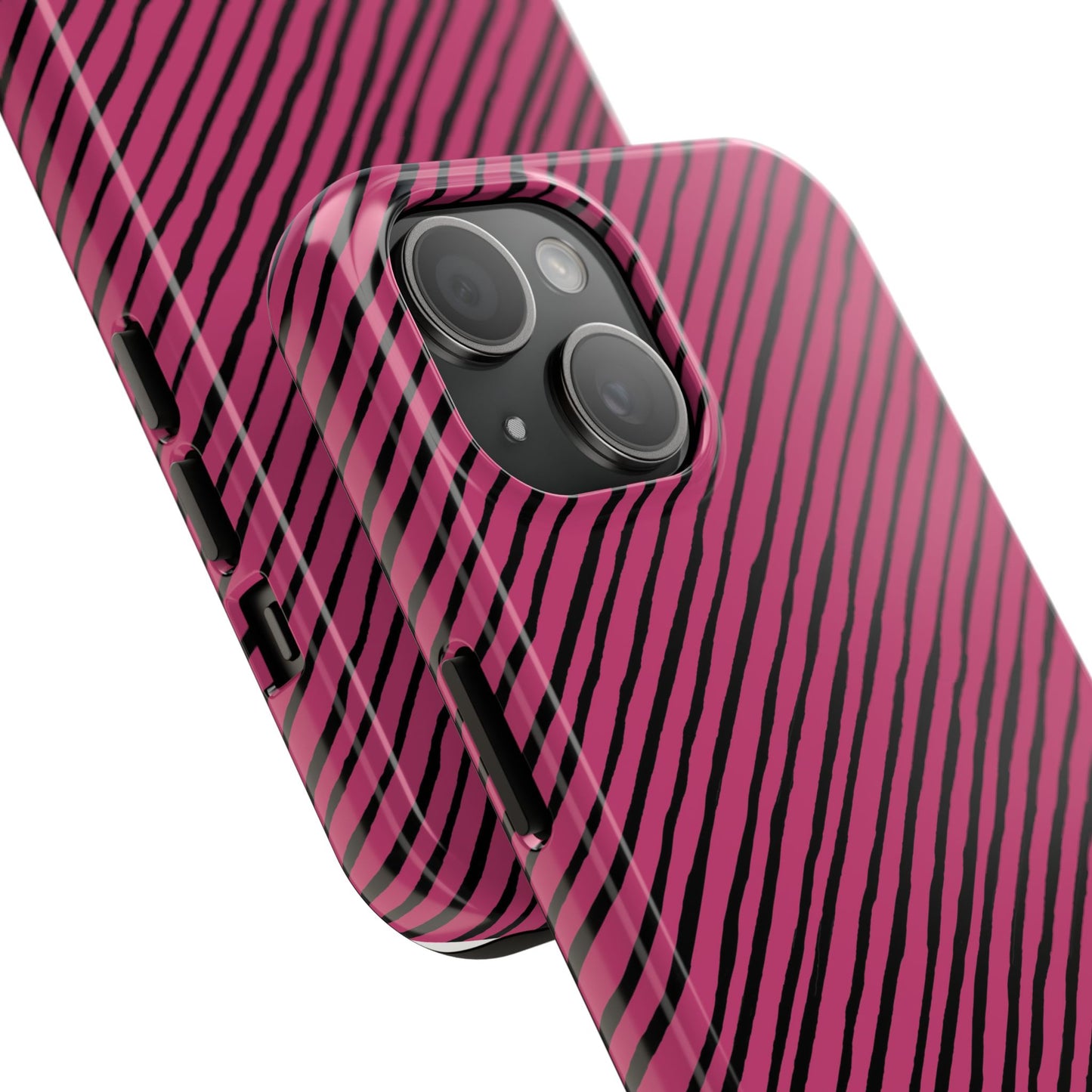 Quirky Bias Stripe Magenta / Black Phone Case