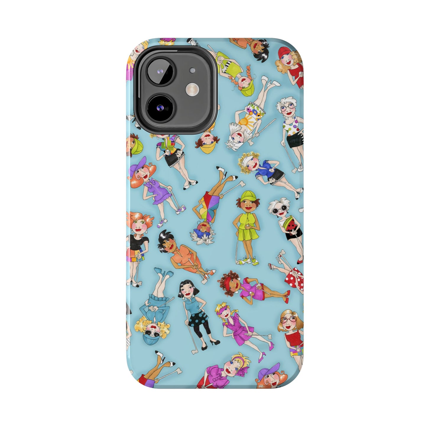 Tossed Golfer Girls Turquoise Phone Case