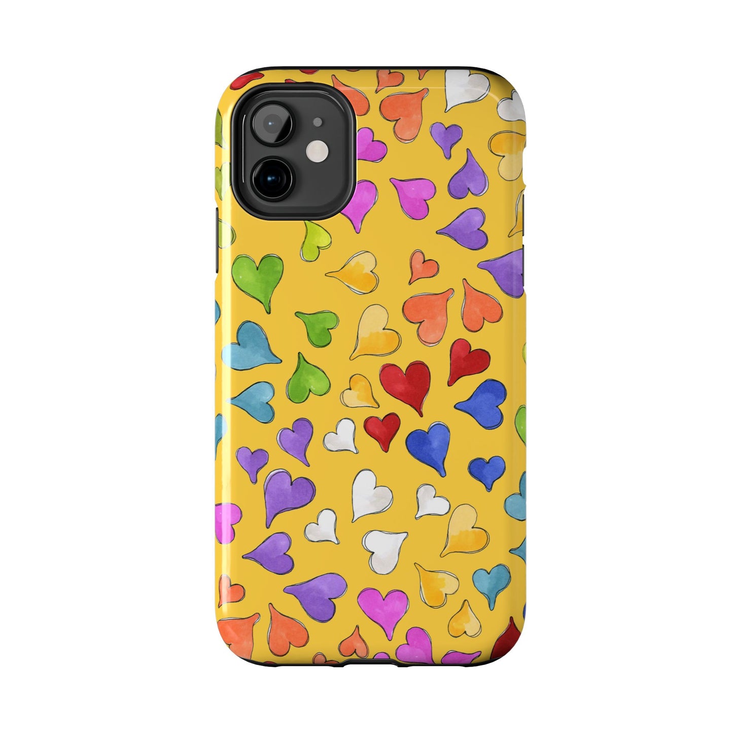 Happy Hearts Yellow Phone Case