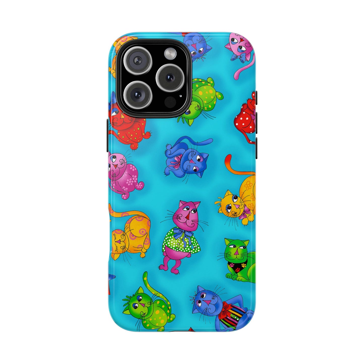 Tossed Cool Cats Turquoise Phone Case