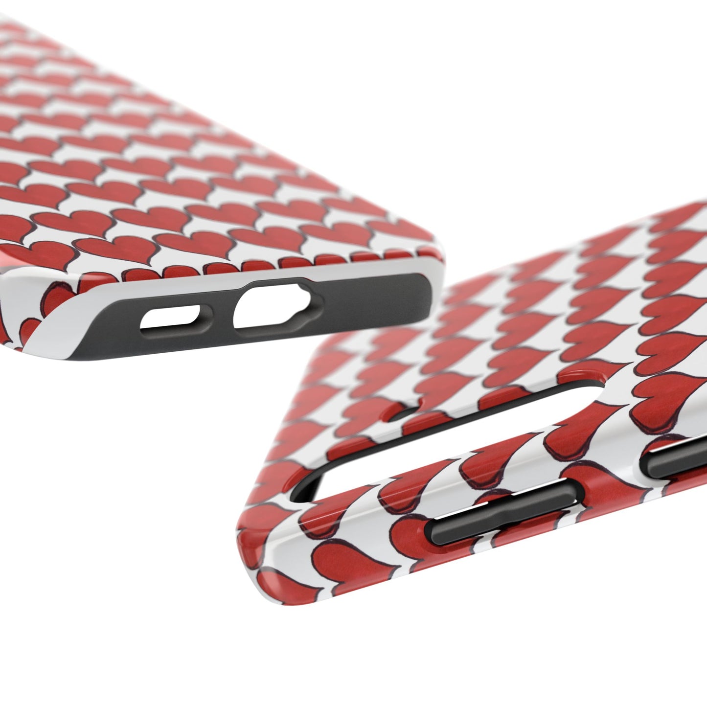 Heartbeats White / Red Phone Case
