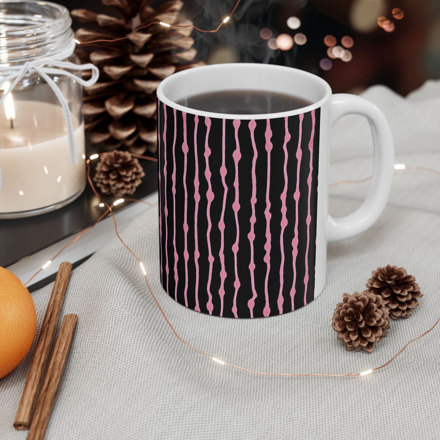 Faux Seersucker Black / Pink Cup
