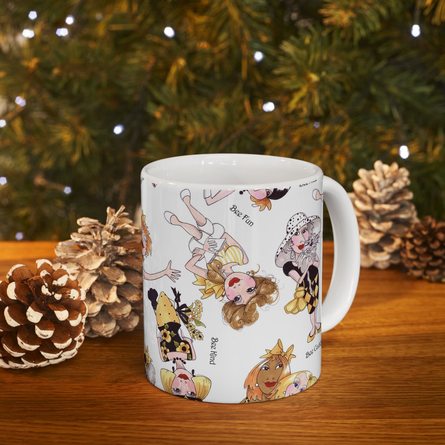 Bee Tossed White Cup