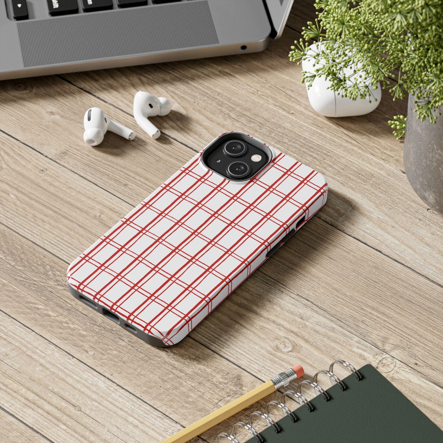 Little Plaid White / Red Phone Case