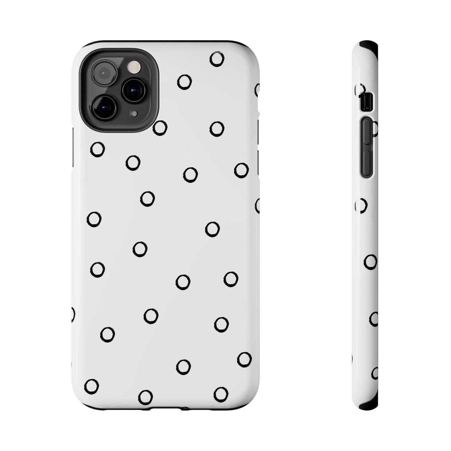 Open Dots White / Black Phone Case