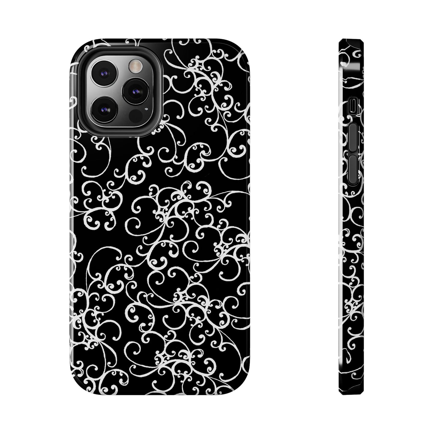 Elegant Scroll Black / White Phone Case