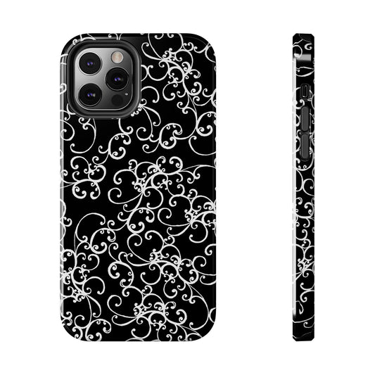 Elegant Scroll Black / White Phone Case